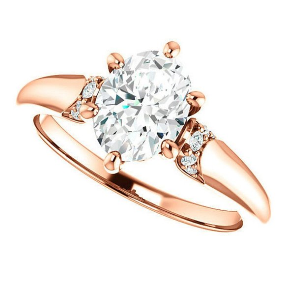 2.25Carat -9x7mm Oval Moissanite Accented Engagement Ring - Picture 15 of 15